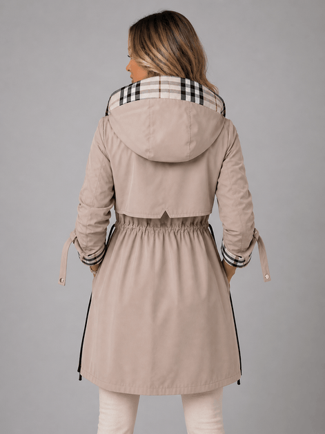 Hooded Longline Jacket with Adjustable Drawstring Waist