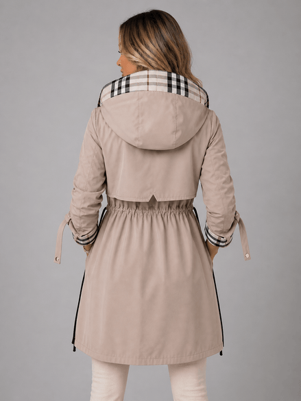 Hooded Longline Jacket with Adjustable Drawstring Waist