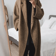 Adrienne Oversized Double-Breasted Wool-Blend Winter Coat for Women