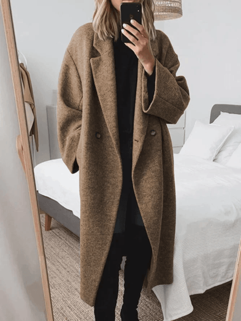 Adrienne Oversized Double-Breasted Wool-Blend Winter Coat for Women