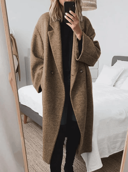 Adrienne Oversized Double-Breasted Wool-Blend Winter Coat for Women