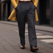 Men's Straight-Leg Tailored Trousers with Front Pockets