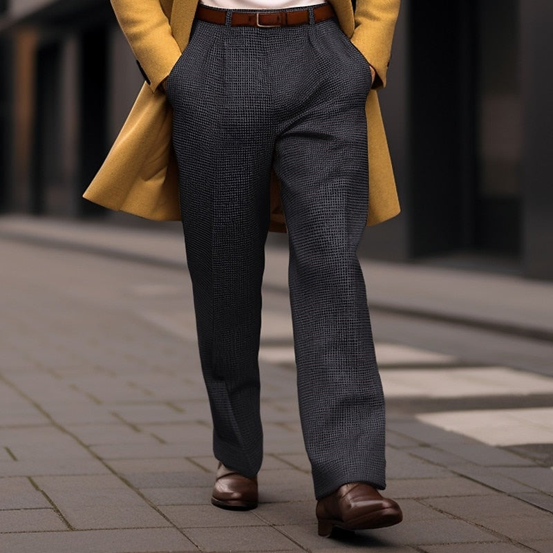 Men's Straight-Leg Tailored Trousers with Front Pockets
