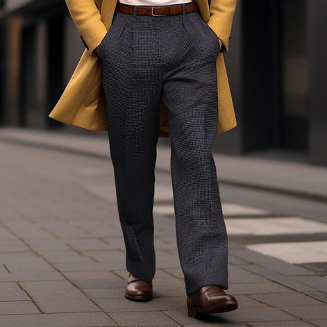 Men's Straight-Leg Tailored Trousers with Front Pockets