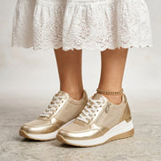 Chloe Platform Lace-Up Cushioned Sneakers with Side Zip