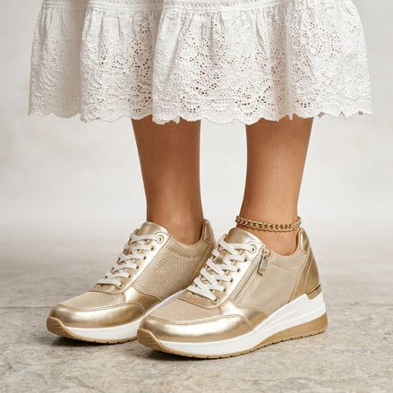 Chloe Platform Lace-Up Cushioned Sneakers with Side Zip