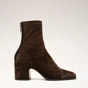 Women's Faux Suede Block Heel Ankle Boots with Side Zip