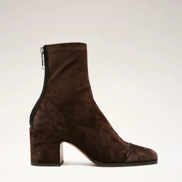 Women's Faux Suede Block Heel Ankle Boots with Side Zip