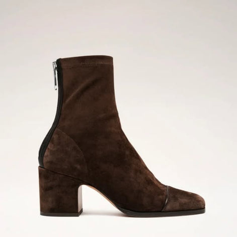 Women's Faux Suede Block Heel Ankle Boots with Side Zip