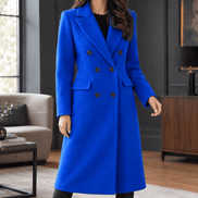 Women's Double-Breasted Cashmere Winter Coat with Wide Lapels