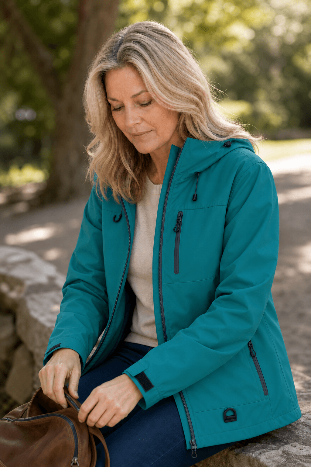 Hooded Waterproof Windproof Rain Coat with Adjustable Cuffs
