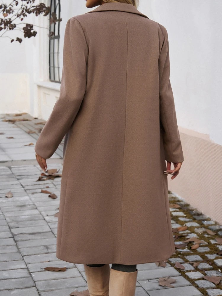 Anastasia Oversized Wool Blend Trench Coat for Women with Notched Lapel and Belt