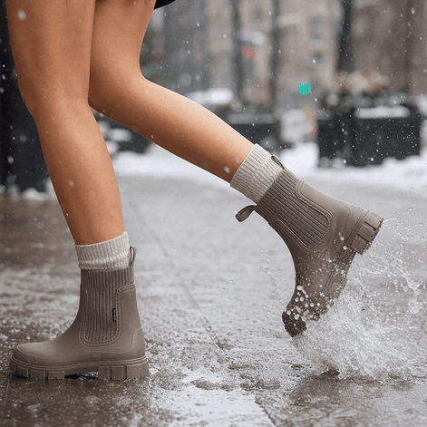Puddlestep Women's Elastic Collar PVC Ankle Winter Boots
