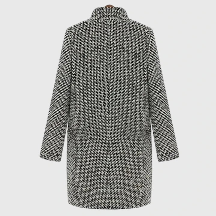 Rebeka Longline Houndstooth Women's Wool-Blend Winter Coat