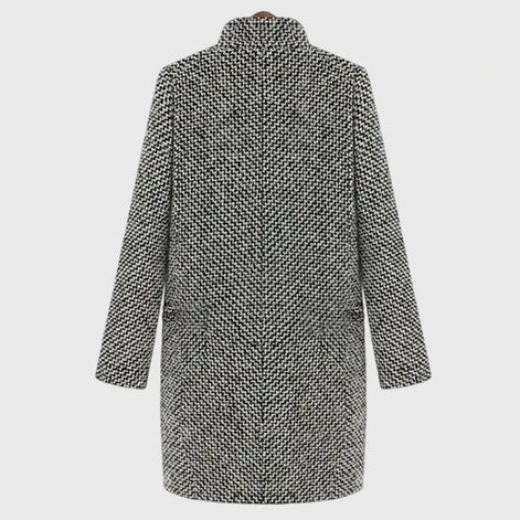 Rebeka Longline Houndstooth Women's Wool-Blend Winter Coat