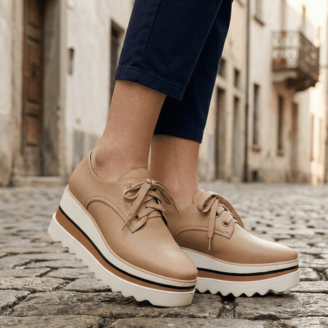 Elara Lace-Up Platform Oxford Faux Leather Comfort Shoes for Women