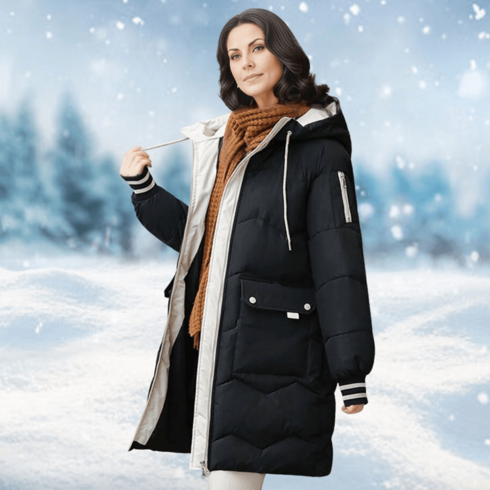 Hooded Longline Quilted Puffer Coat with Drawstring Waist