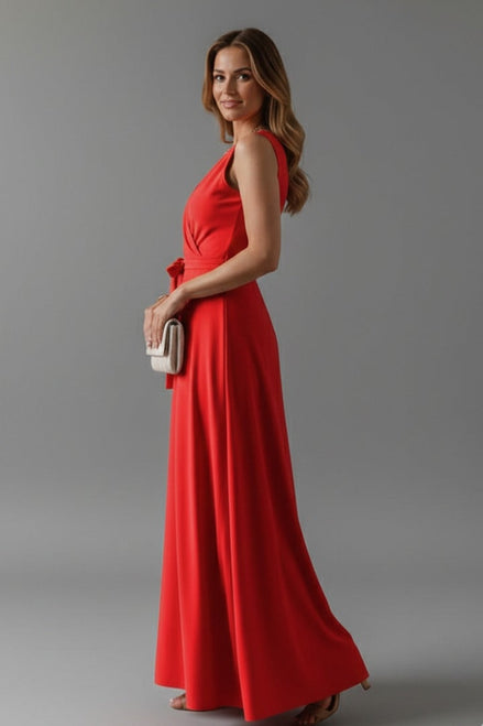 Annabelle Satin Wrap Maxi Party Dress with Relaxed Fit for Christmas