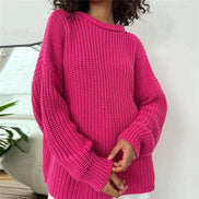 Women's Relaxed Fit Ribbed Knitted Jumper with Layered Collar