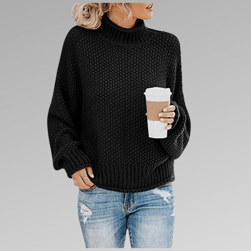 Natascha Women's Oversized Chunky Knitted Jumper with Turtleneck