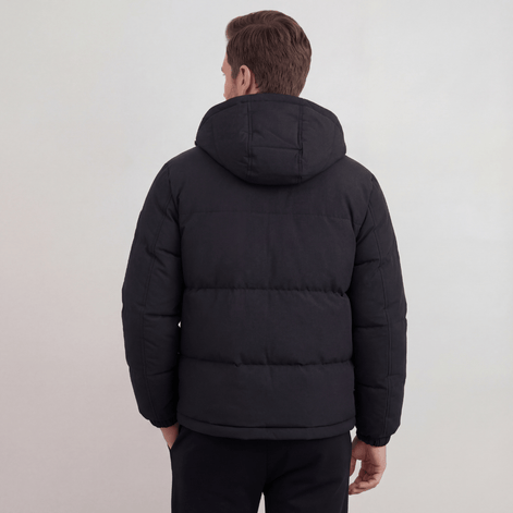 Men's Matte Polyester Puffer Jacket with Adjustable Hood