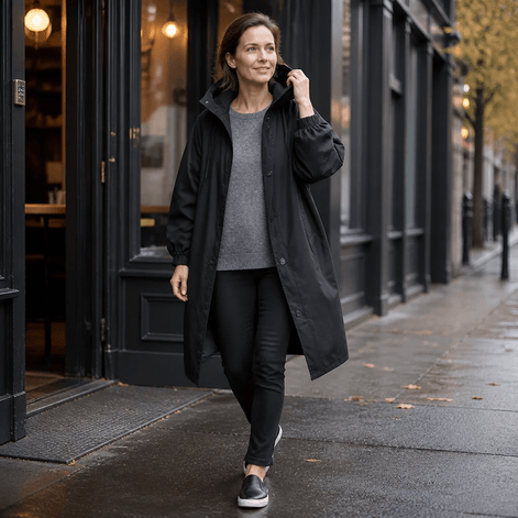 Hooded Midi Coat with Drawstring Waist for Women