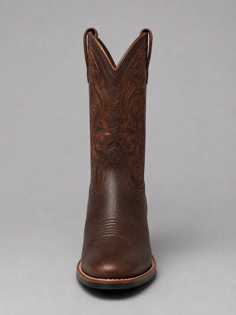 Savannah Embroidered Western Leather Boots with Block Heel