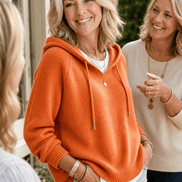 Women's Ribbed Hooded Knit Jumper with Drawstring