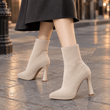 Marostica Sock-Style Platform Women's Boots with Flared Heel
