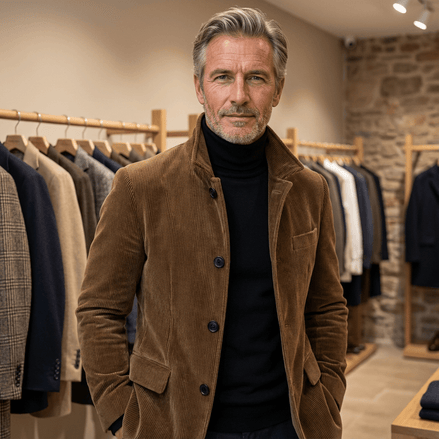 Men's Corduroy Jacket with Structured Collar for Casual Wear