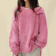 Women's Oversized Round Neck Knitted Jumper with Long Sleeves