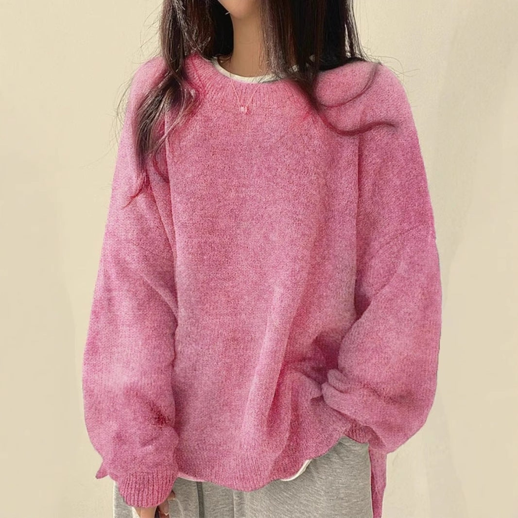 Women's Oversized Round Neck Knitted Jumper with Long Sleeves