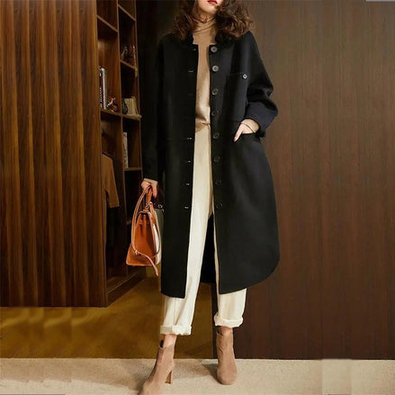 Maria Button-Front A-Line Wool-Blend Winter Coat for Women