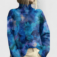 Centenia Floral Roll Neck Women's Knitted Jumper with Ribbed Cuffs