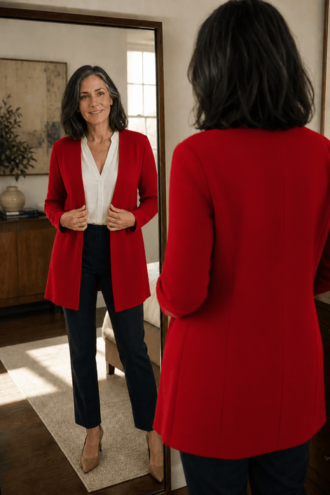 Linevalle V-Neck Single-Button A-Line Women's Tailored Blazer in Polyester