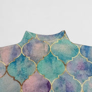 Selah Tie-Dye Turtleneck Women's Knitted Jumper with Metallic Print