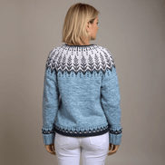 Cora Fair Isle Yoke Button-Up Women's Knitted Cardigan with Vintage Icelandic Pattern