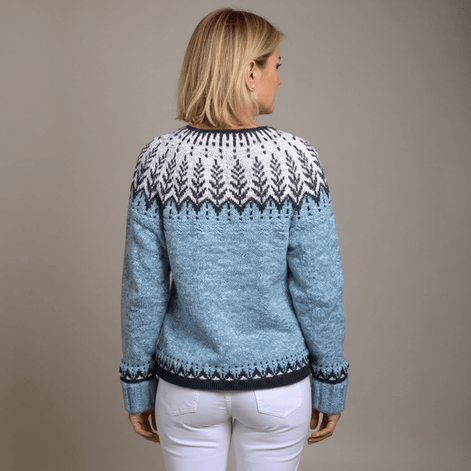 Cora Fair Isle Yoke Button-Up Women's Knitted Cardigan with Vintage Icelandic Pattern