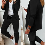 Women's Cotton Blend Blazer and Jogger Two-Piece Co-Ord Set