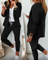 Women's Cotton Blend Blazer and Jogger Two-Piece Co-Ord Set