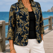Hallie-Rose Baroque Open-Front Jacket with Pointed Collar