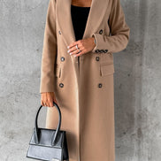 Jolie Double-Breasted Longline Women's Winter Coat with Tailored Lapels