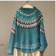 Victoria Fair Isle Geometric Pullover Women's Knitted Jumper with Crew Neck