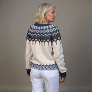 Kara Women's Fair Isle Yoke Knitted Cardigan with Wooden Buttons