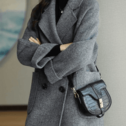 Oihana Women's Double-Breasted Wool-Blend Winter Coat with Self-Tie Belt