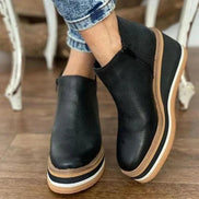Courtney Faux Leather Wedge Ankle Bootie with Side Zip for Women