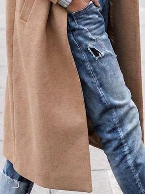 Angelika Oversized Lapel Long Wool-Blend Winter Coat for Women