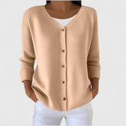 Wena Button-Front Women's Knitted Cardigan with Hooded V-Neck
