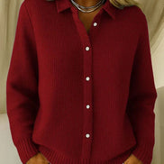 Susan Waffle-Knit Button-Front Longline Cardigan for Women