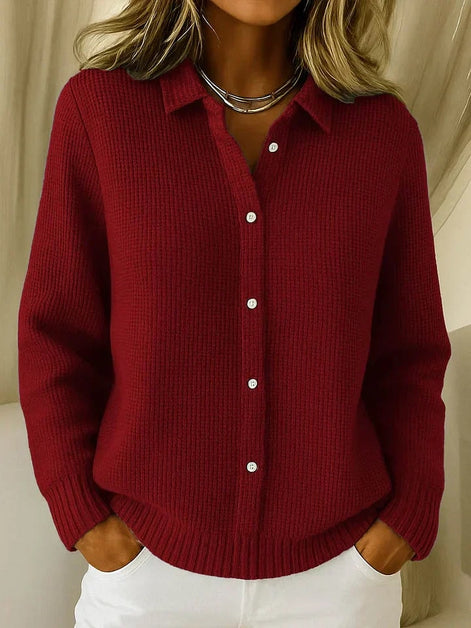 Susan Waffle-Knit Button-Front Longline Cardigan for Women
